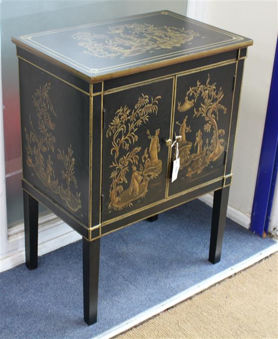 A reproduction chinoiserie painted two door cabinet W.60cm